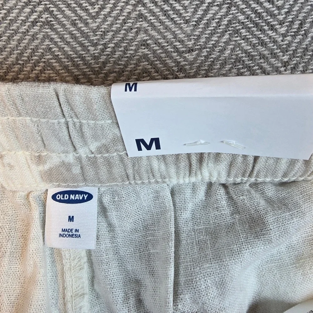 Old Navy Womens Linen Blend Tie Dye Shorts Beige White Size M NWT